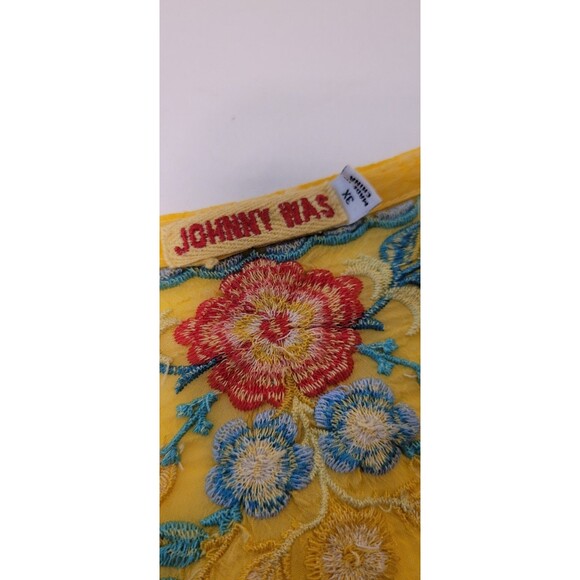 JOHNNY WAS 3x YELLOW FLORAL Arges Tunic - Embroidered - long sleeve Shirt Blouse - Picture 4 of 13